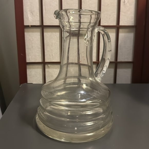 Mid Century Modern Clear Spiral Hand Blown Art Glass Water Pitcher 9” - Picture 6 of 15